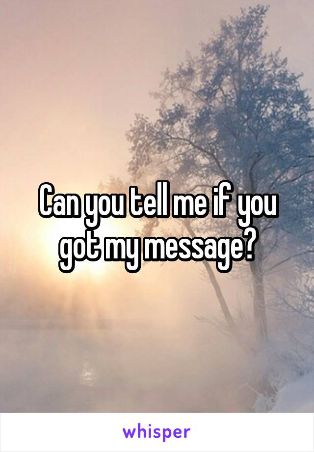 Can you tell me if you got my message?