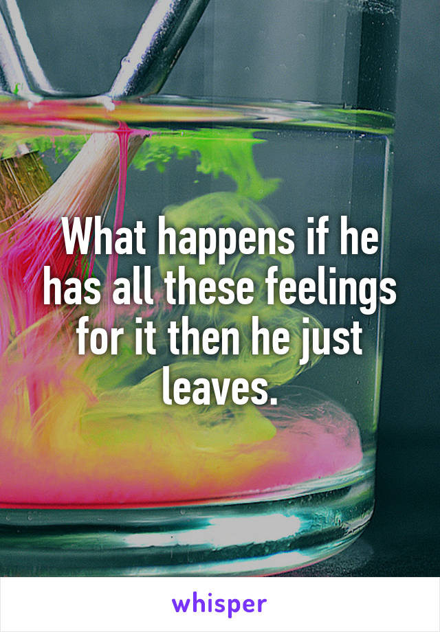 What happens if he has all these feelings for it then he just leaves.