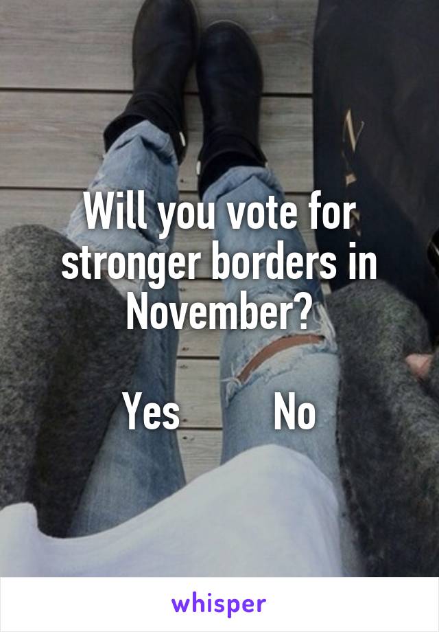 Will you vote for stronger borders in November?

Yes         No