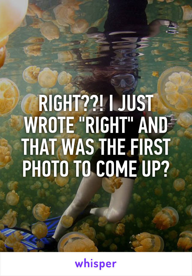 RIGHT??! I JUST WROTE "RIGHT" AND THAT WAS THE FIRST PHOTO TO COME UP?