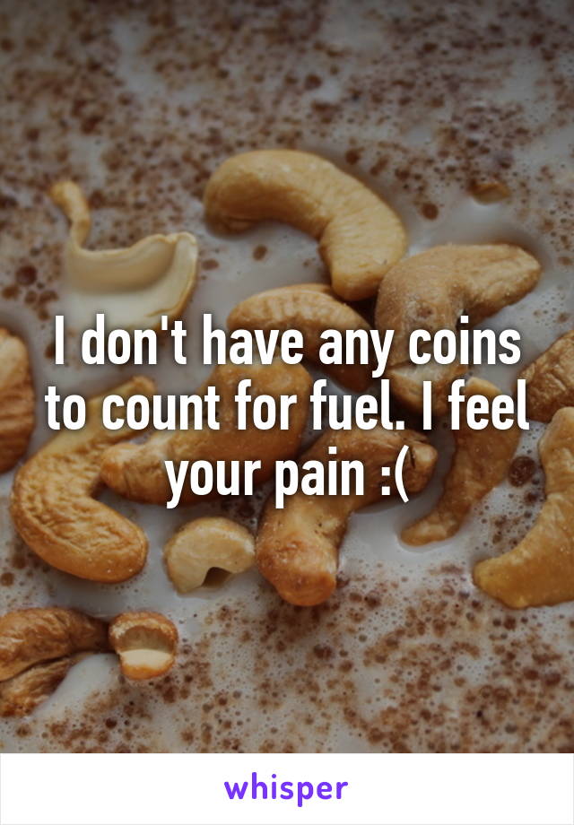 I don't have any coins to count for fuel. I feel your pain :(
