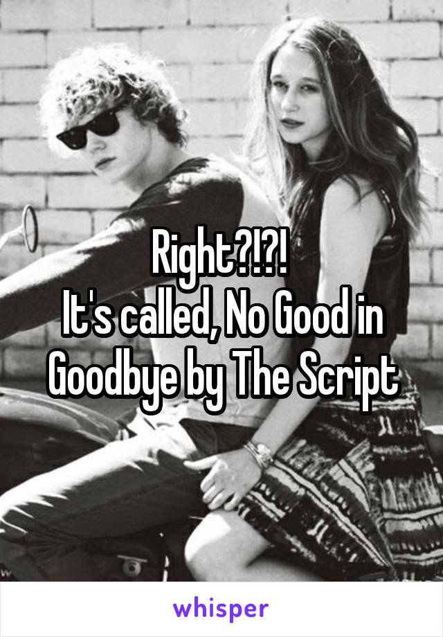 Right?!?! 
It's called, No Good in Goodbye by The Script