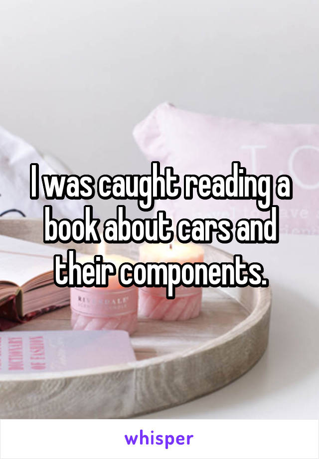 I was caught reading a book about cars and their components.