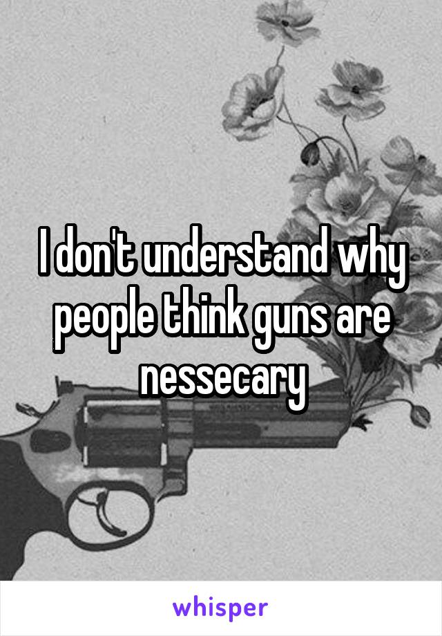 I don't understand why people think guns are nessecary