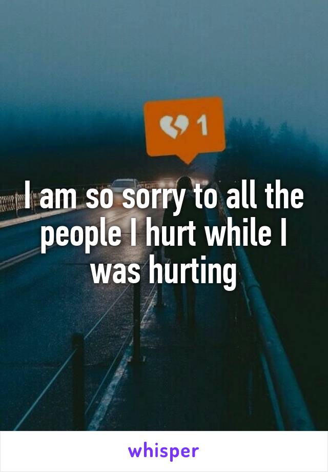 I am so sorry to all the people I hurt while I was hurting