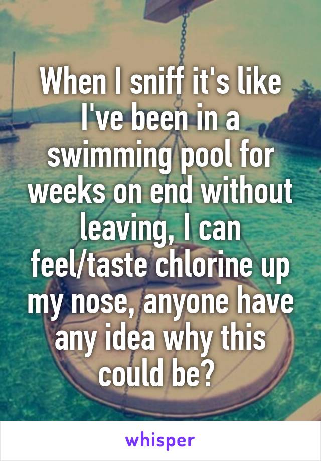 When I sniff it's like I've been in a swimming pool for weeks on end without leaving, I can feel/taste chlorine up my nose, anyone have any idea why this could be? 