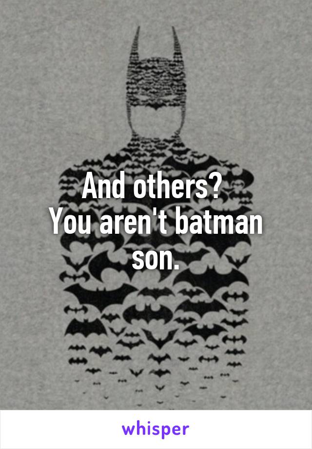 And others? 
You aren't batman son.