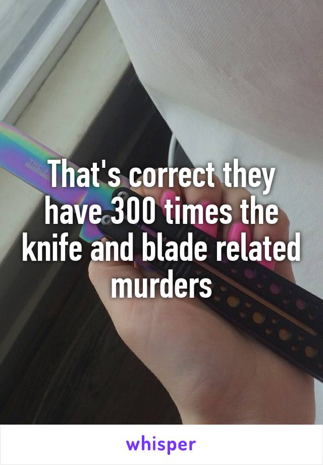 That's correct they have 300 times the knife and blade related murders