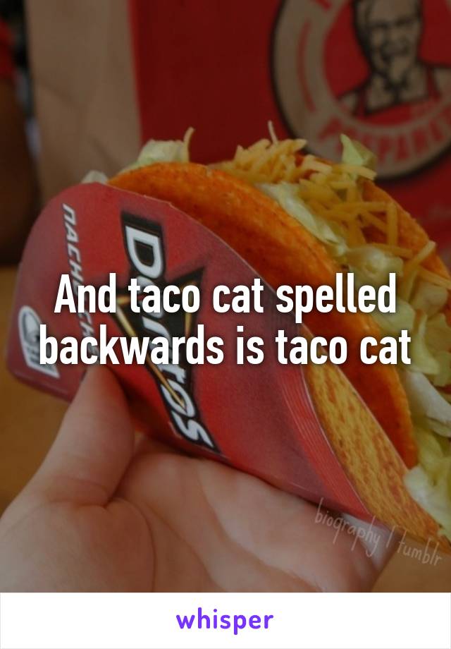 And taco cat spelled backwards is taco cat