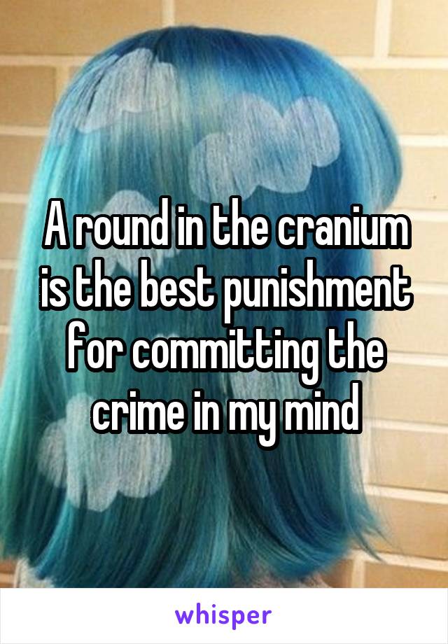 A round in the cranium is the best punishment for committing the crime in my mind