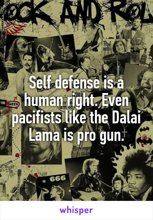 Self defense is a human right. Even pacifists like the Dalai Lama is pro gun.