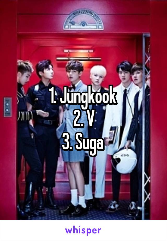 1. Jungkook 
2. V
3. Suga 