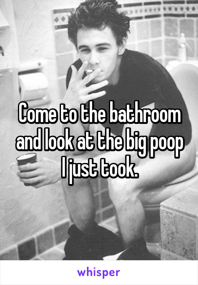 Come to the bathroom and look at the big poop I just took.