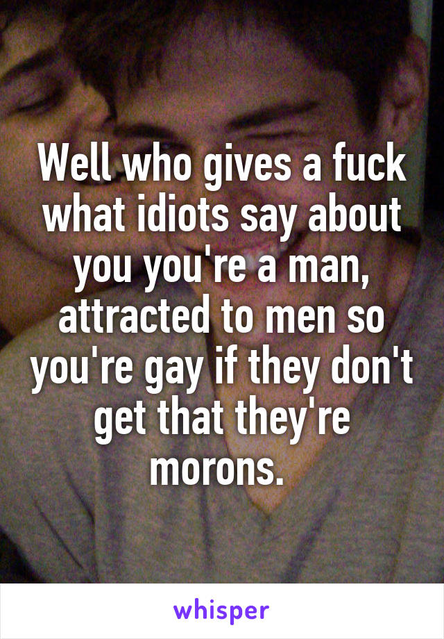 Well who gives a fuck what idiots say about you you're a man, attracted to men so you're gay if they don't get that they're morons. 
