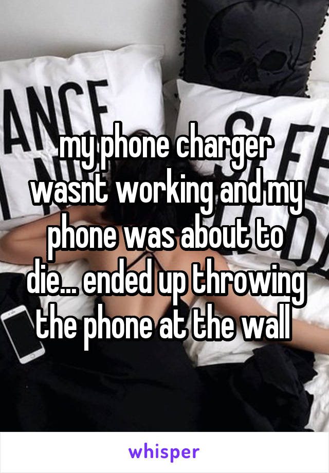 my phone charger wasnt working and my phone was about to die... ended up throwing the phone at the wall 