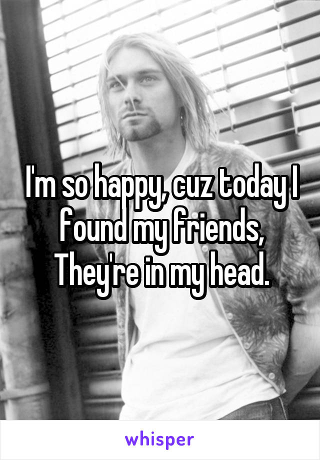 I'm so happy, cuz today I found my friends, They're in my head.