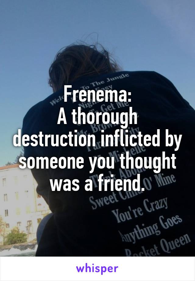 Frenema:
A thorough destruction inflicted by someone you thought was a friend.
