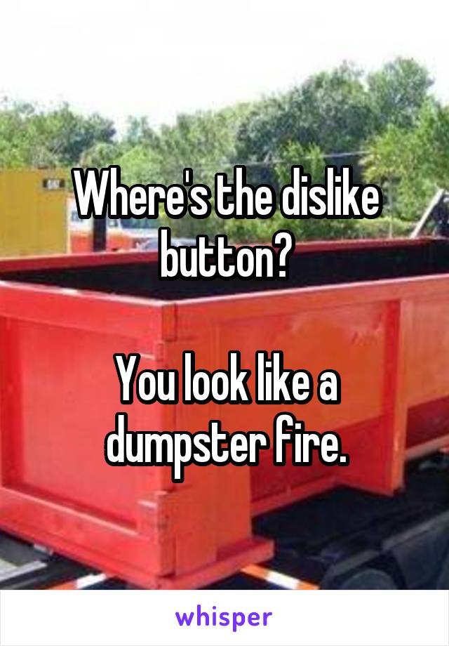 Where's the dislike button?

You look like a dumpster fire.