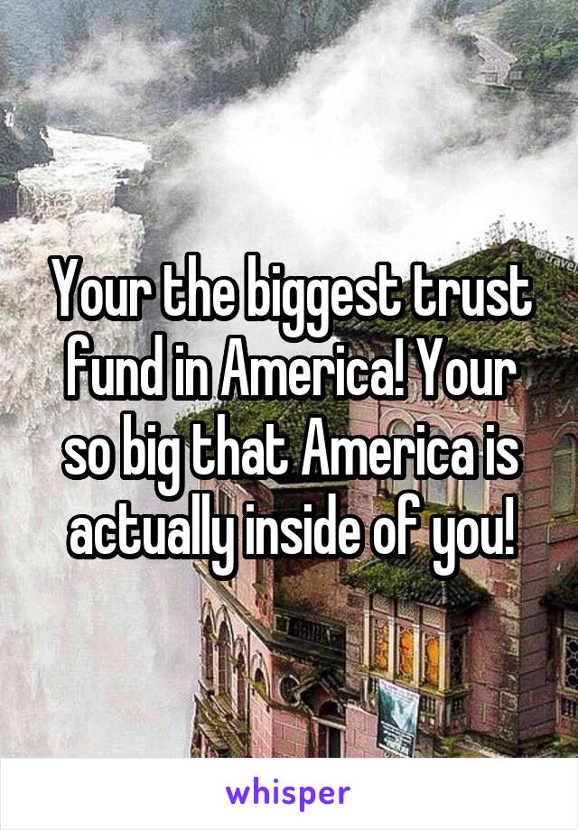 Your the biggest trust fund in America! Your so big that America is actually inside of you!