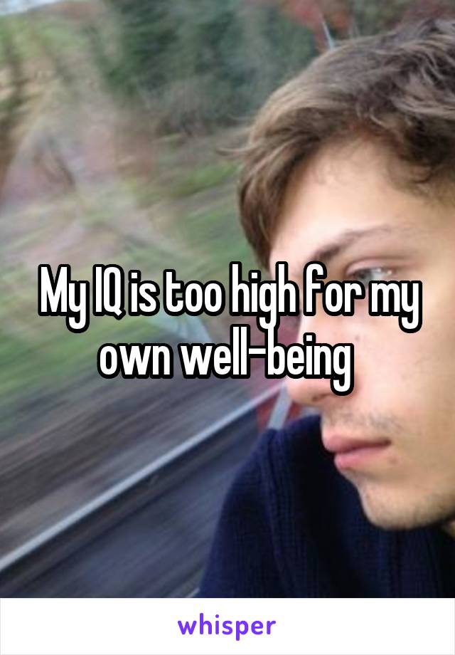 My IQ is too high for my own well-being 