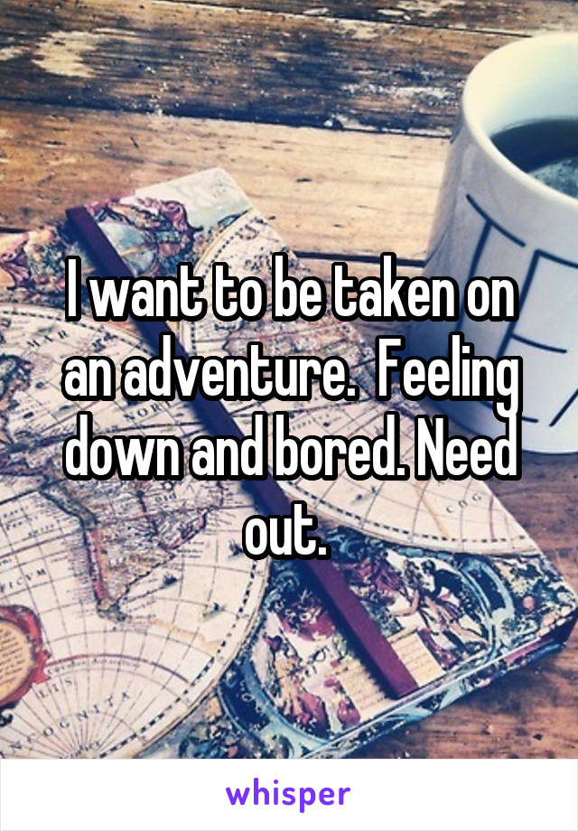 I want to be taken on an adventure.  Feeling down and bored. Need out. 