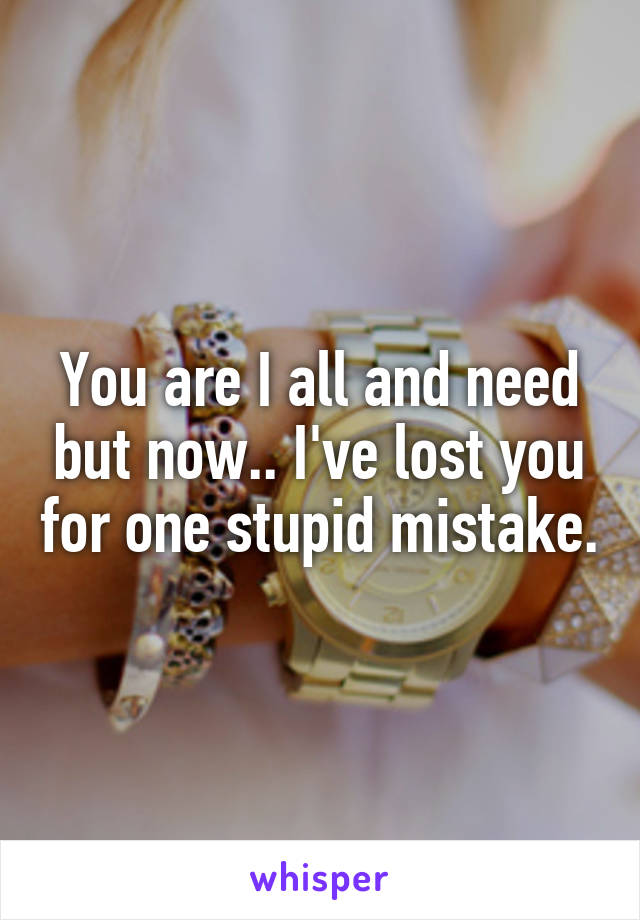 You are I all and need but now.. I've lost you for one stupid mistake.