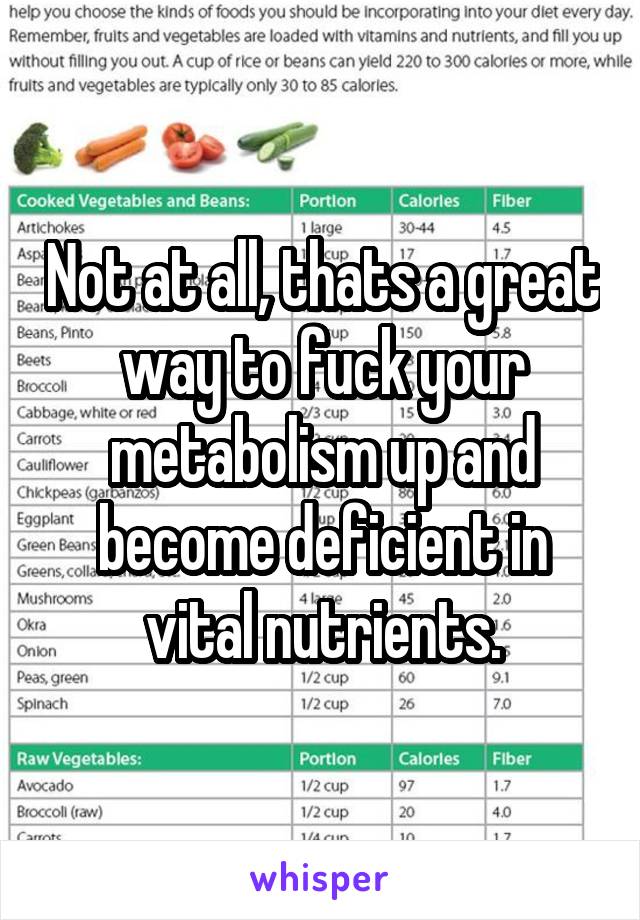 Not at all, thats a great way to fuck your metabolism up and become deficient in vital nutrients.