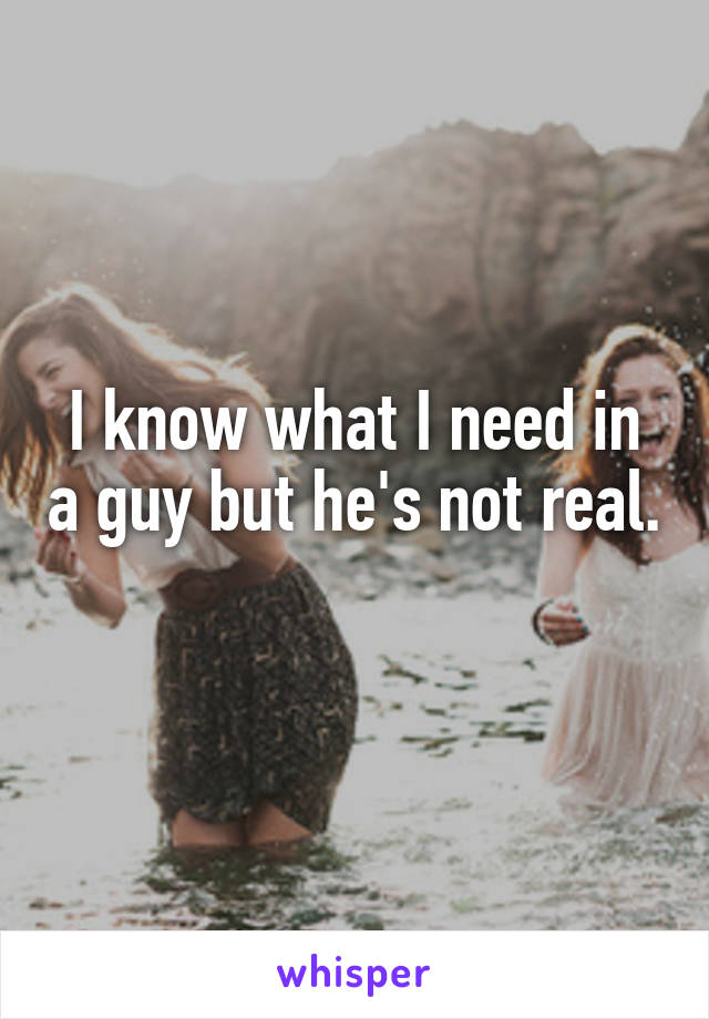 I know what I need in a guy but he's not real. 