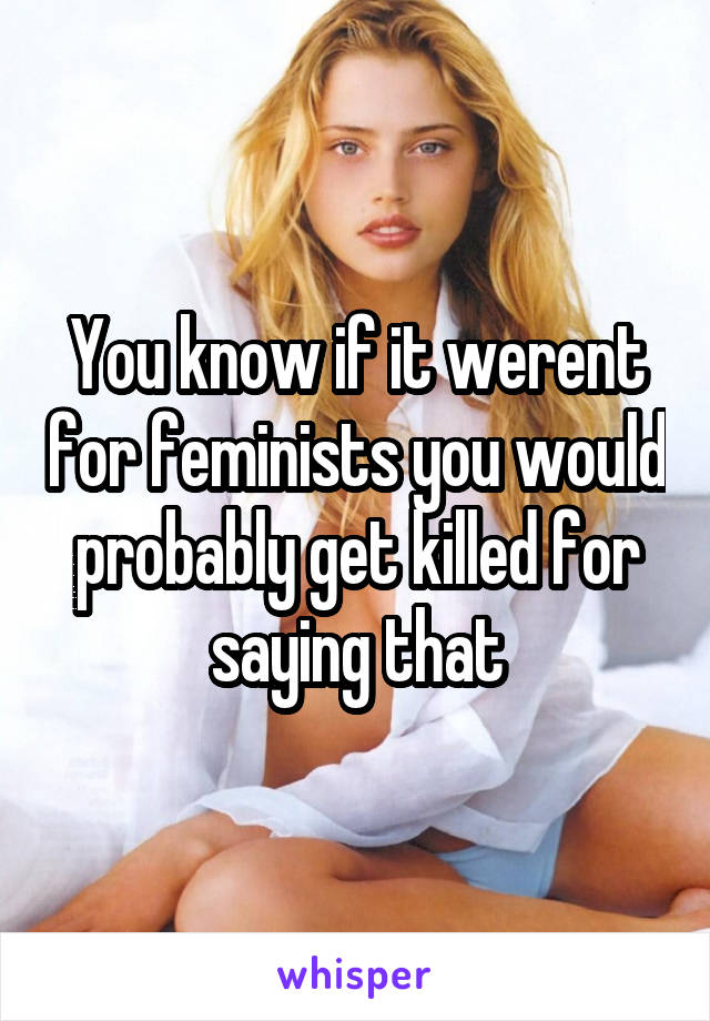 You know if it werent for feminists you would probably get killed for saying that