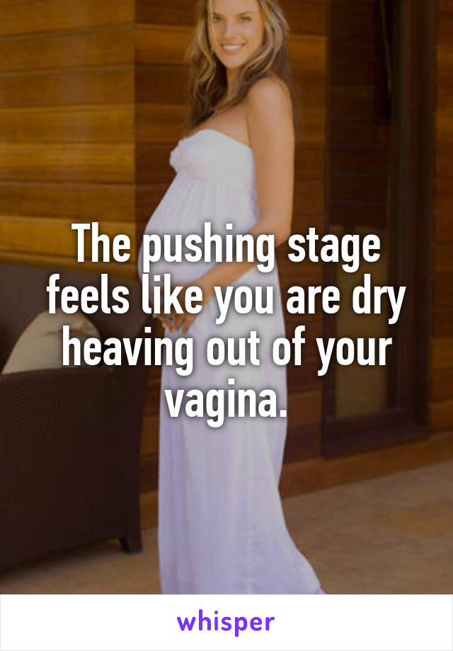 The pushing stage feels like you are dry heaving out of your vagina.
