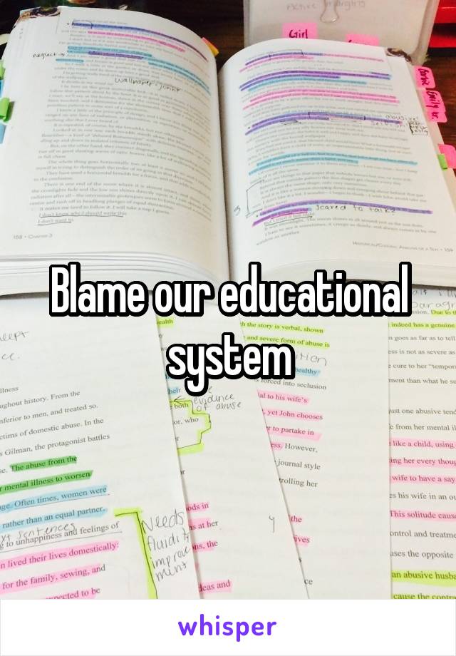 Blame our educational system