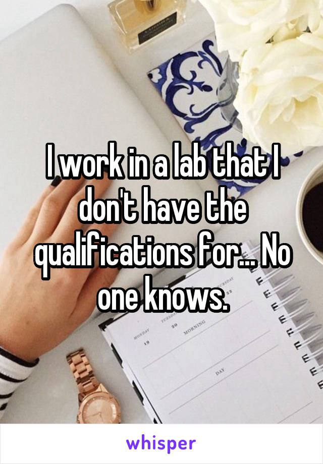 I work in a lab that I don't have the qualifications for... No one knows.