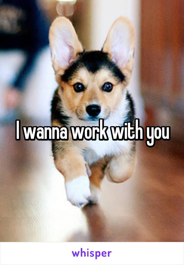 I wanna work with you