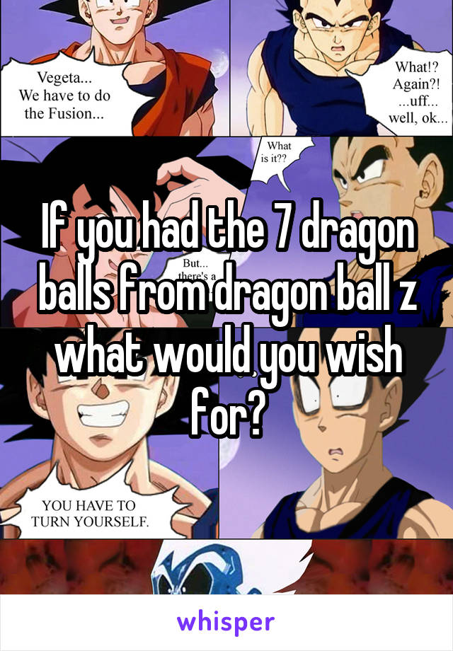 If you had the 7 dragon balls from dragon ball z what would you wish for?