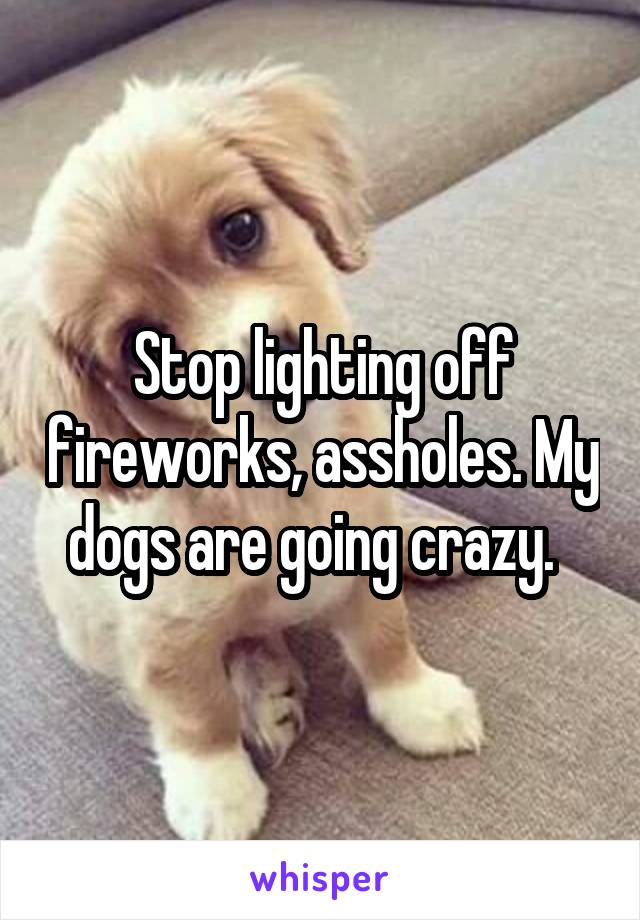 Stop lighting off fireworks, assholes. My dogs are going crazy.  