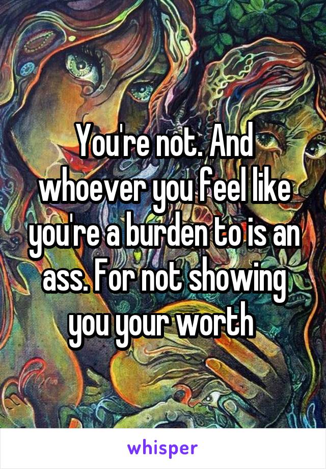 You're not. And whoever you feel like you're a burden to is an ass. For not showing you your worth 