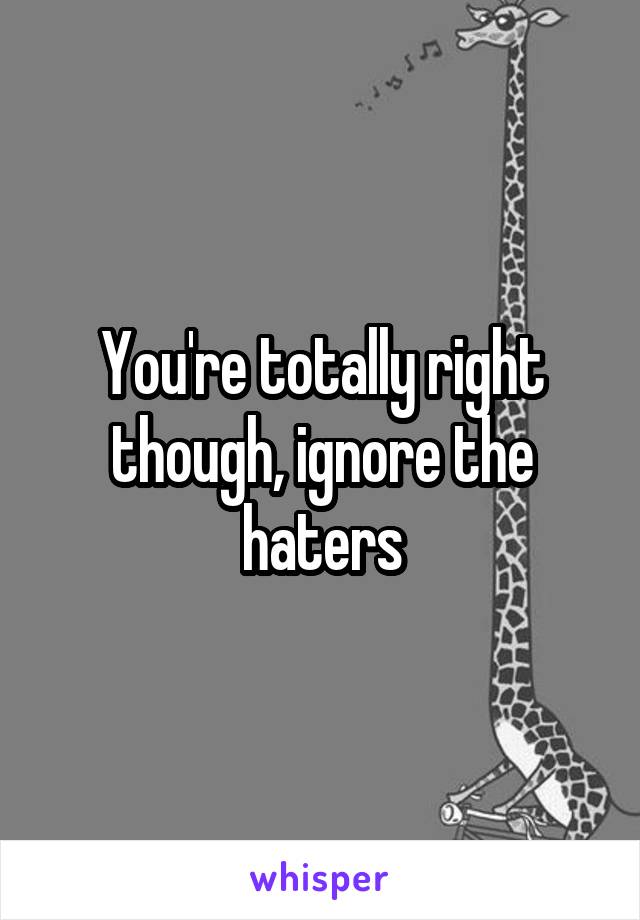 You're totally right though, ignore the haters