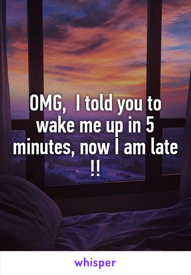 OMG,  I told you to wake me up in 5 minutes, now I am late !!