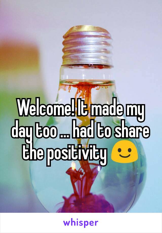 Welcome! It made my day too ... had to share the positivity 😃