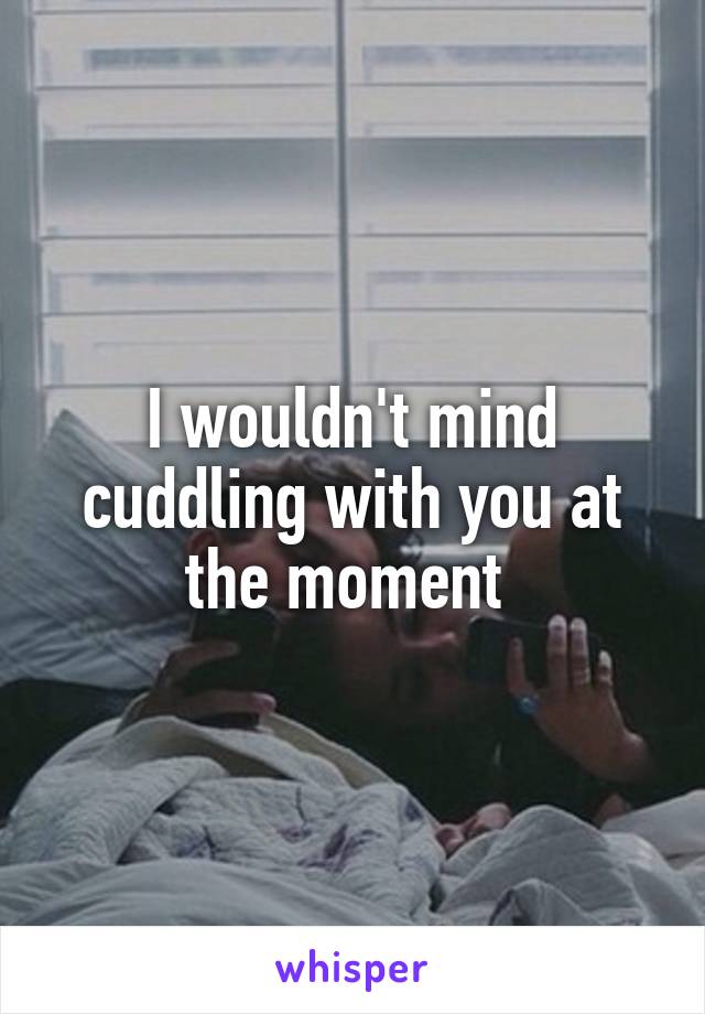 I wouldn't mind cuddling with you at the moment 