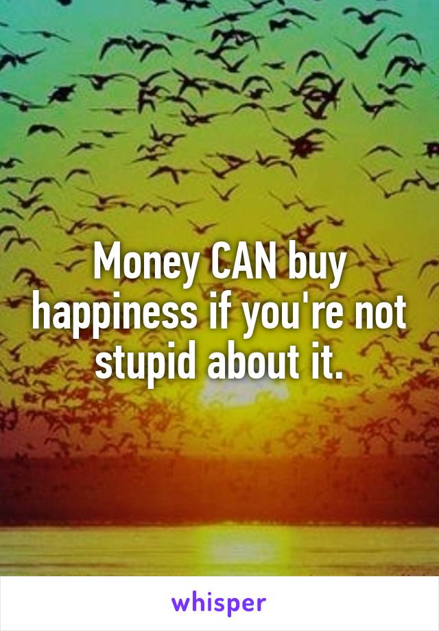 Money CAN buy happiness if you're not stupid about it.