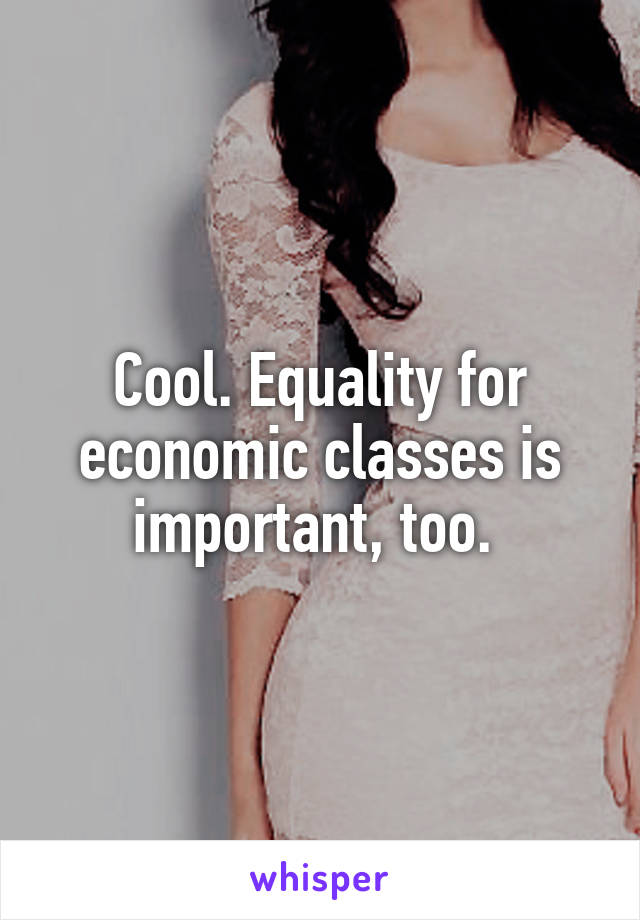 Cool. Equality for economic classes is important, too. 
