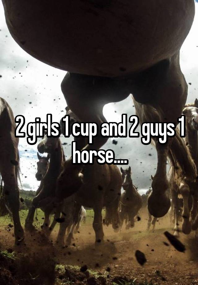2 girls 1 cup and 2 guys 1 horse. 