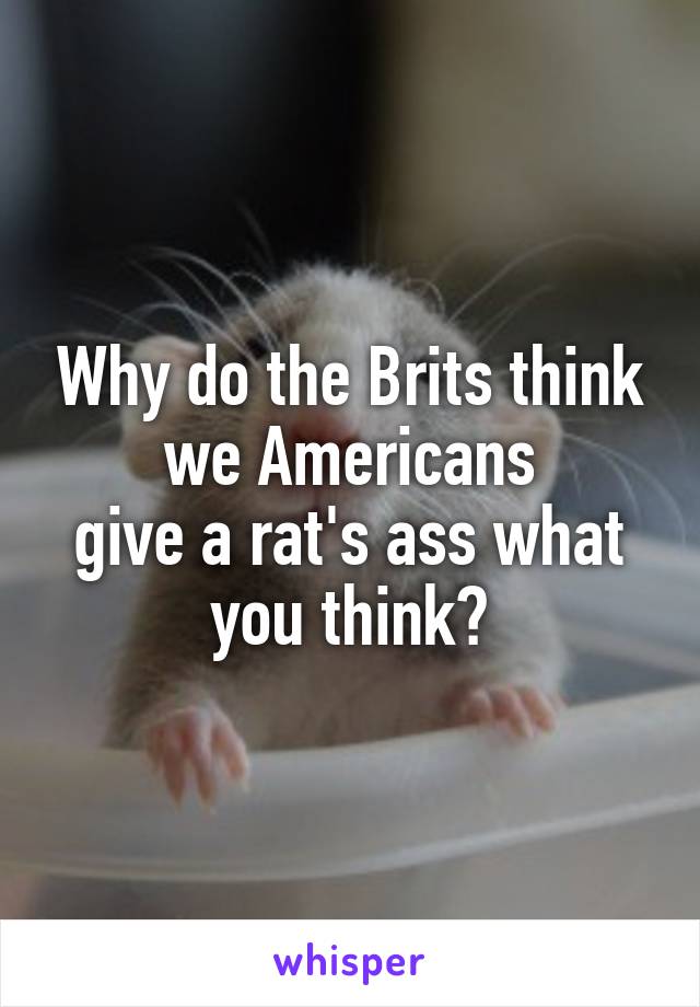 Why do the Brits think we Americans
give a rat's ass what you think?