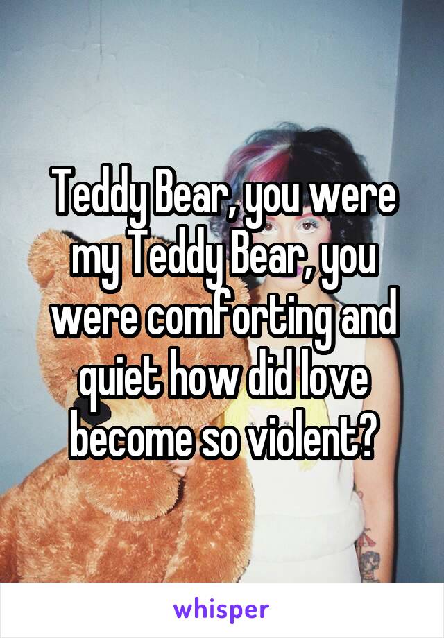 Teddy Bear, you were my Teddy Bear, you were comforting and quiet how did love become so violent?