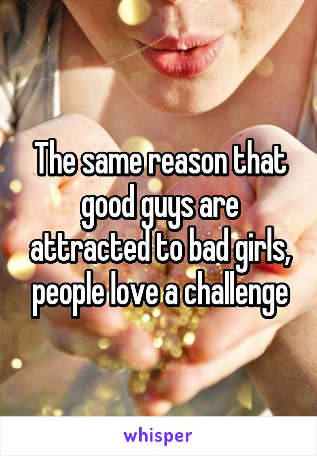The same reason that good guys are attracted to bad girls, people love a challenge