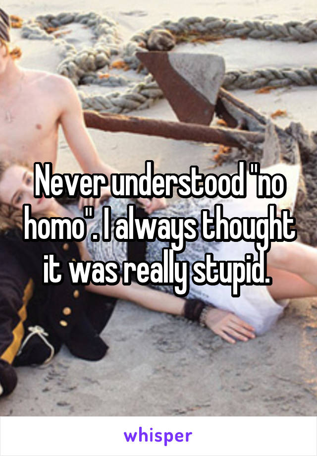 Never understood "no homo". I always thought it was really stupid. 