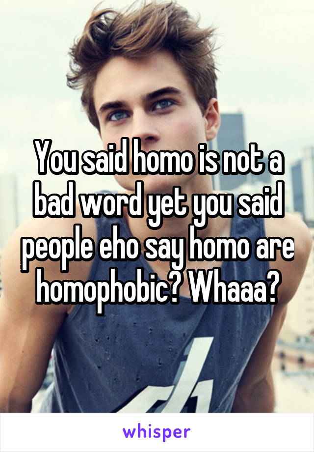 You said homo is not a bad word yet you said people eho say homo are homophobic? Whaaa?