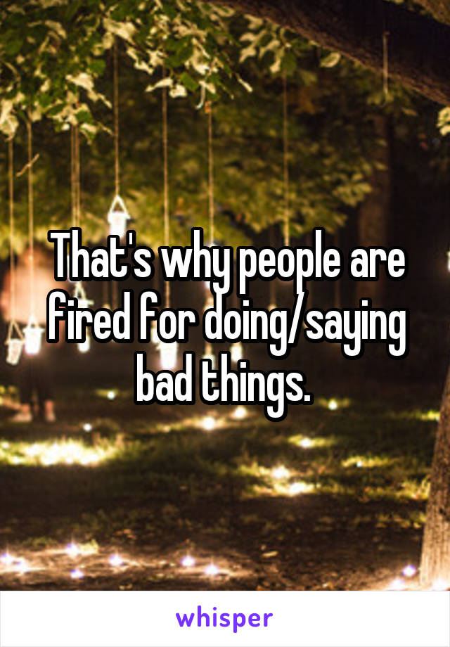 That's why people are fired for doing/saying bad things. 