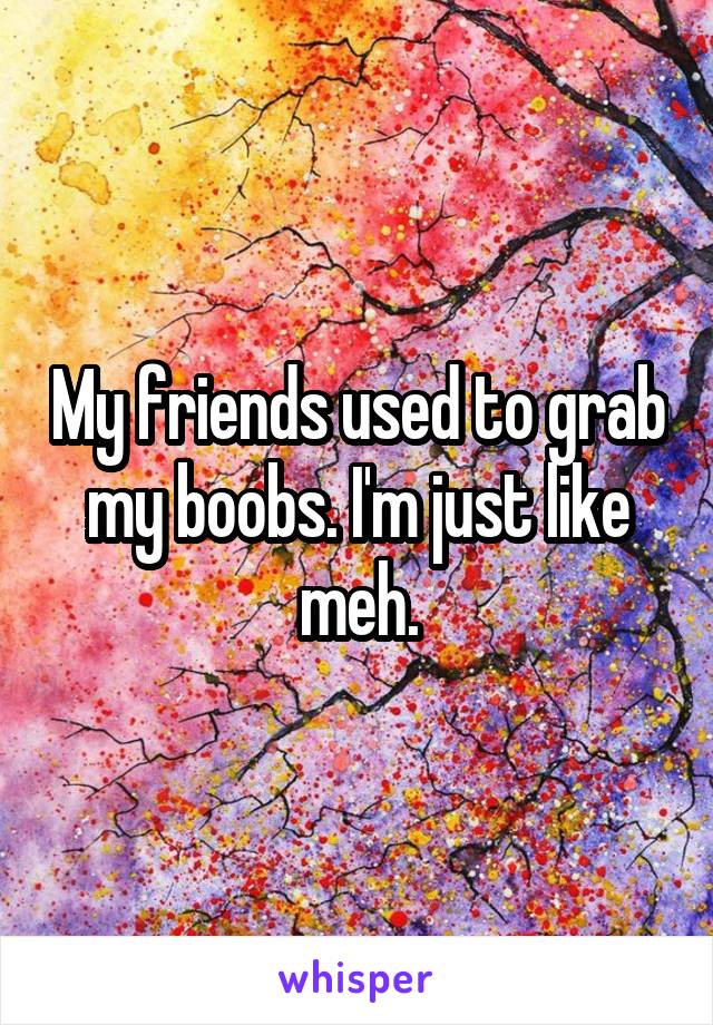 My friends used to grab my boobs. I'm just like meh.